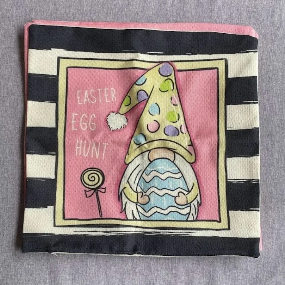 Easter Pillow Covers 18x18 Set of 4 Happy Easter Decorations Rabbit Bunny